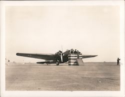 Monoplane on tamac, reporters, dais with military officers, civilians Original Photograph