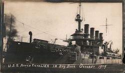 USS North Carolina in Dry Dock October 1909 Original Photograph