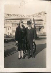 Couple standing in front of Peninsula Creamery Original Photograph
