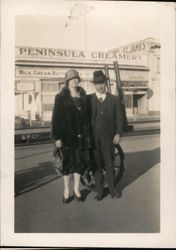 Couple standing in front of Peninsula Creamery Palo Alto, CA Original Photograph Original Photograph Original Photograph