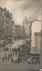 ruins street view, crowd in street after earthquake Original Photograph