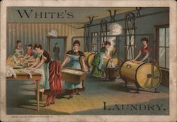Rare: White's Laundry, women at work, Jan 1 1886 price list Trade Card