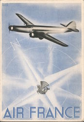 Air France black plane Postcard