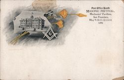 Souvenir card Grand Masonic Festival, Post Office Booth Mechanics' Pavilion, May 9-10-11-12-13-14 1898 Postcard