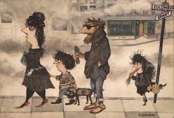 Homo Beatnikus family walking in San Francisco's North Beach Postcard