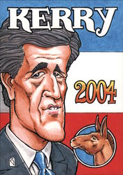 Kerry 2004 Donkey caricature Postcard