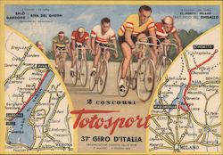Bicycle Race: 2 Concorsi Totosport 37' Giro D'Italia bicycle races, maps Postcard