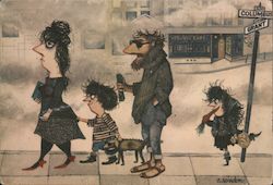 Homo Beatnikus and Family. signed Postcard