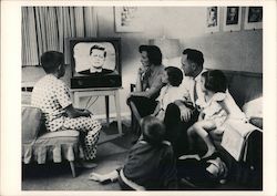 Family gathered around television watching the 1960 presidential debates. John F. Kennedy Postcard