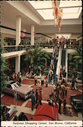 Tanforan Shopping Center courtyard, escalators Postcard