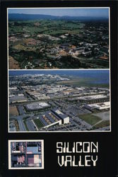 Aerial view of Silicon Valley. Two industrial complexes in Santa Clara Valley, silicon chip Postcard