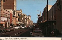 Main Street, Stockton, California Postcard