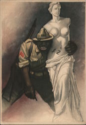 American Sergeant hugging the Venus De Milo statue Postcard