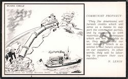 Vicious Circle. Uncle Sam to USSR , USSR pipelines to Viet Cong, dead US soldiers shipped home. Propaganda Postcard Postcard Postcard