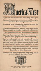 America First Poster from sermon by Bishop Oldham September 7, 1924 Postcard