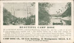 Beautiful Camp Rose: ad for campground, 1910 Postcard