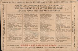 Guide to Monterey / Mission Art And Curio Store Trade Card
