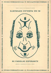 Flip card to see man smile or frown. Mi Parolas Esperante Postcard