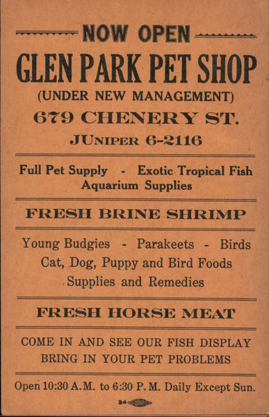 Glen Park Pet Shop Advertising