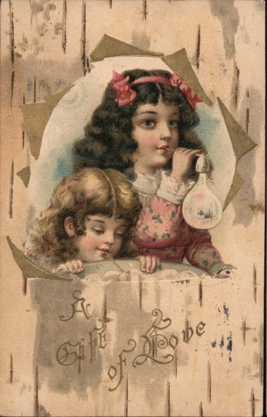 A gift of love. Two girls blowing bubbles Children