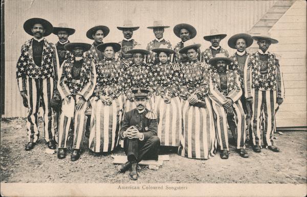 American Coloured Songsters dressed in stars and stripes outfits, hats