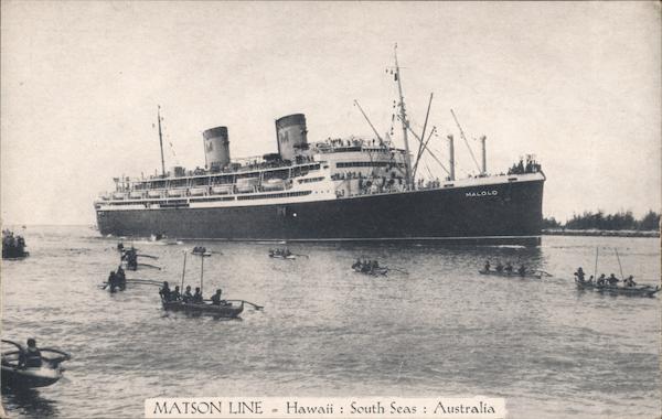 Malolo - Matson Line, outrigger canoes Hawaii Cruise Ships