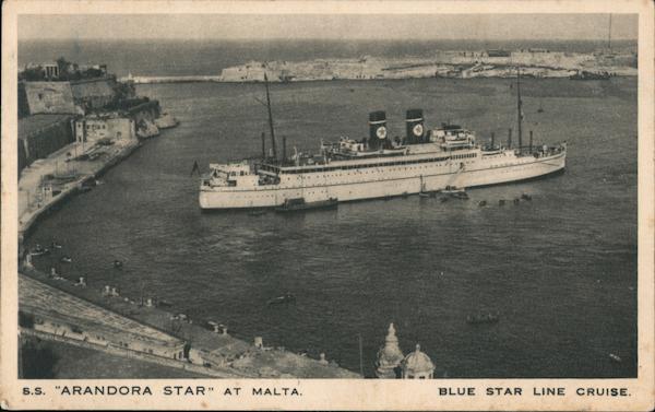 S.S. Arandora Star at Malta Blue Star Line Cruise Cruise Ships