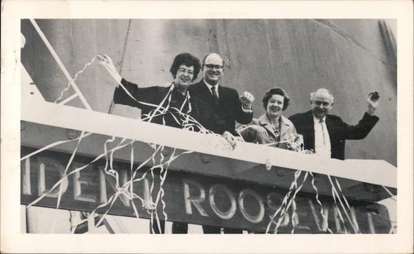 Hong Kong SS President Roosevelt, couples on on balcony, streamers