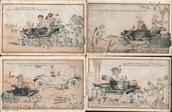 Set of 4: Ford Drivers, Comic Postcard