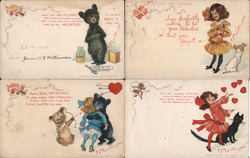 Set of 4: Outcault Children, Bears Postcard