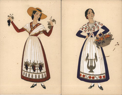 Lot of 2: French Women Postcard