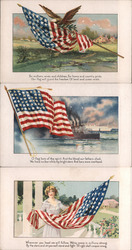 Set of 3: Patriotic US Flags Postcard