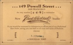 Fred Hartsook Photographs Studio Trade Card