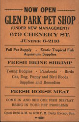 Glen Park Pet Shop Trade Card