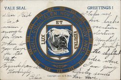 Yale University Seal, Bulldog College Seals Postcard Postcard Postcard