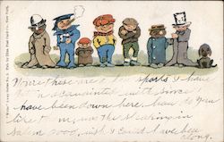 Cartoon children and dog Postcard