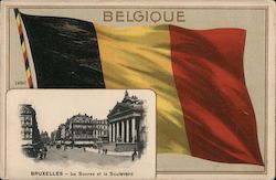 Bruxelles - La Bourse et le Boulevard, Belgique Flag Postcard
