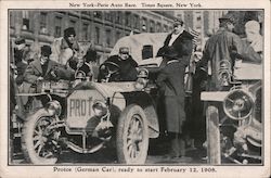 New York - Paris Auto Race. Times Square, New York. Protos (German Car) ready to start. Trade Card