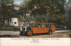 Dominion Square. Sightseeing in giant buses operated by the Yellow Cab Co. Postcard