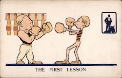 The First Lesson (Boxing) - ad for shoes Postcard