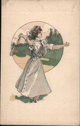 Woman playing Tennis Postcard Postcard Postcard