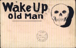 Wake Up Old Man Skull Postcard
