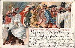 Greetings from Mainzer Carneval. Uncle Sam dancing high step Postcard