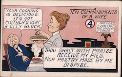 Ten Commandments Of A Wife: Thou Shalt With Praise Receive My Pies Postcard
