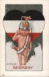 Germany flag heart, cupid with soldier hat Postcard