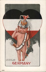 Germany flag heart, cupid with soldier hat Postcard