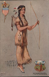 Minnesota State Girl (Native American) Postcard