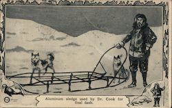 Aluminum sledge used by Dr. Cook for final dash, sled dogs Postcard