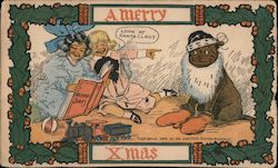 A Merry Xmas Look at Santa Claus Buster Brown Children Postcard Postcard Postcard