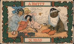 A Merry Xmas Look at Santa Claus Buster Brown Postcard